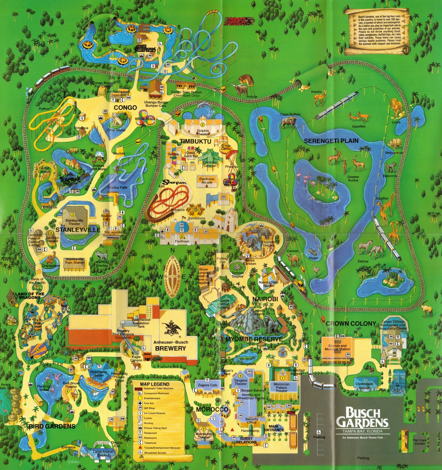 NewsPlusNotes: From The Vault: Busch Gardens Tampa 1995 Map