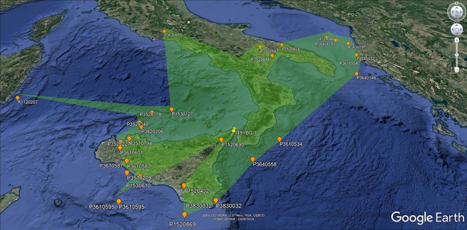 Radiosonde receiver coverage area 🎈