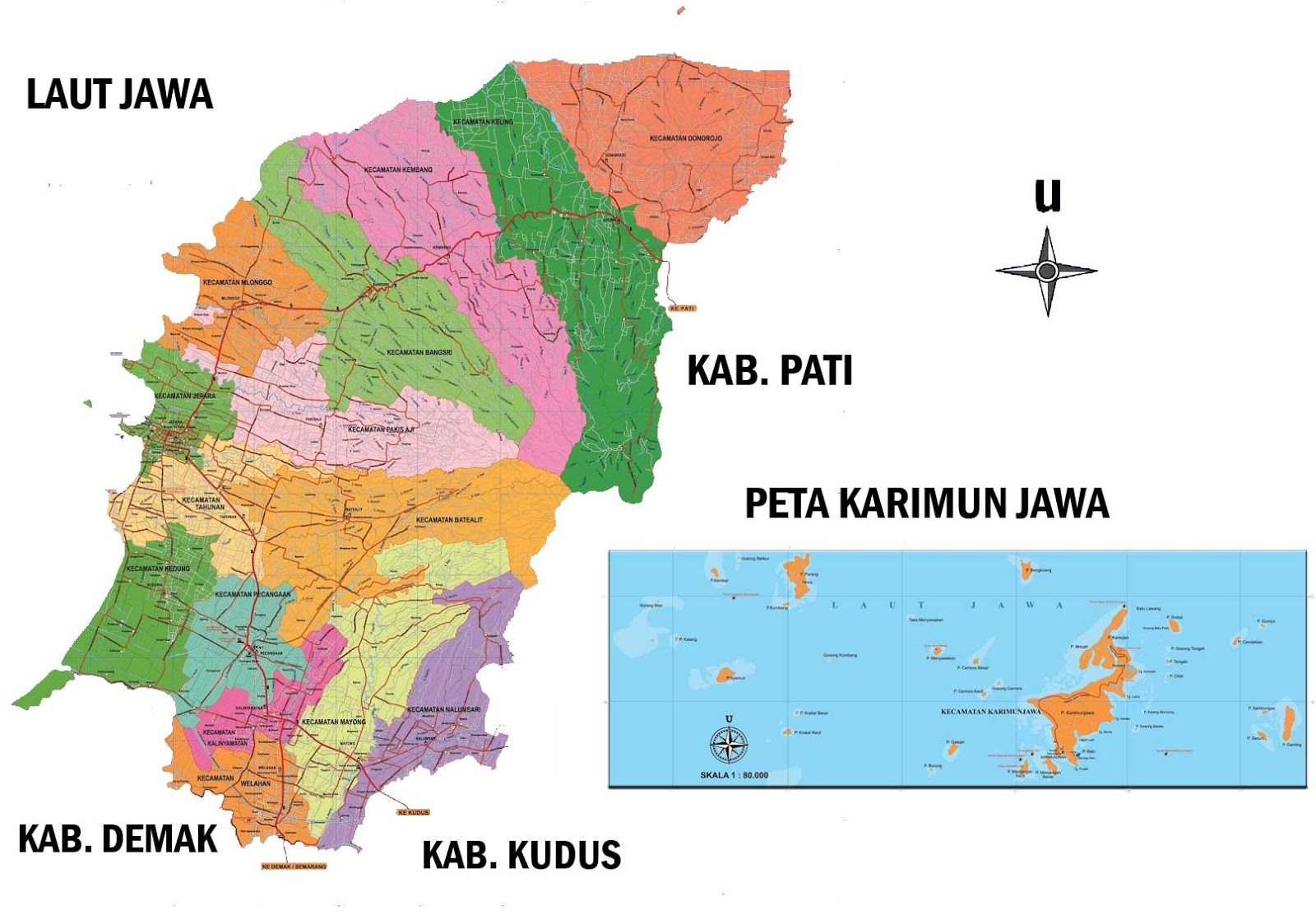 Peta Kabupaten Jepara Lengkap Sejarah Indonesia  Peta 
