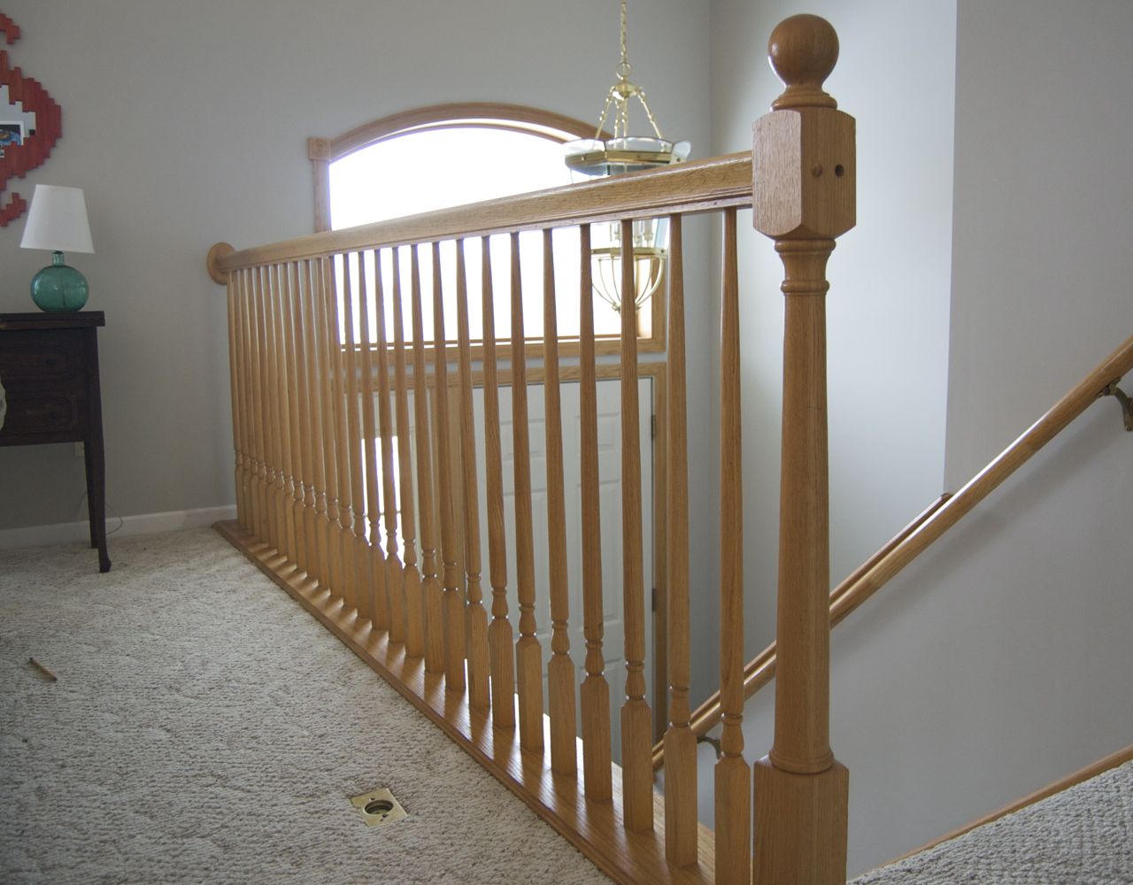 Before and After Gel Stained Stair Rail