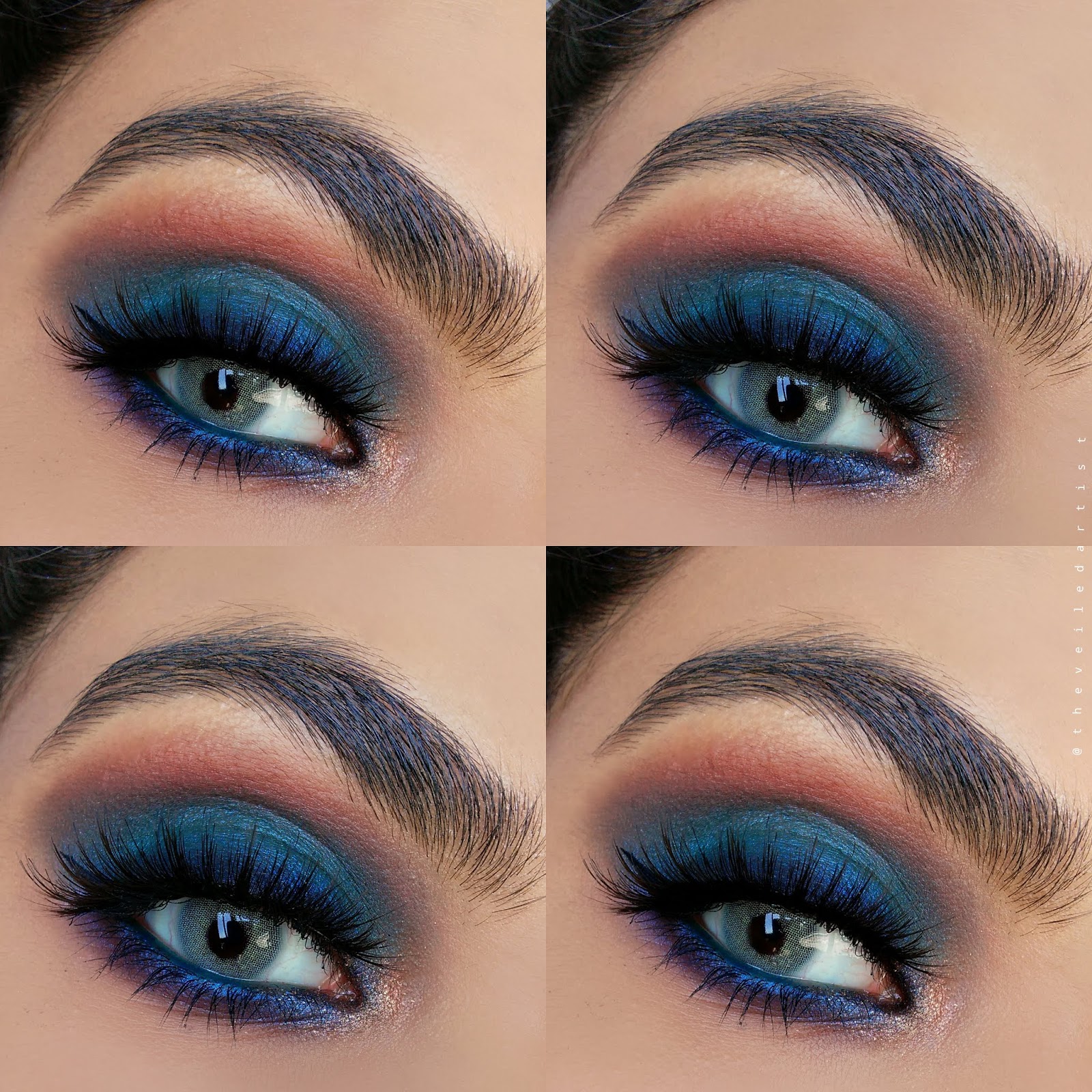 Cool Toned Blue Shimmery Smokey Eyes Tutorial Beginner Friendly The Veiled Artist
