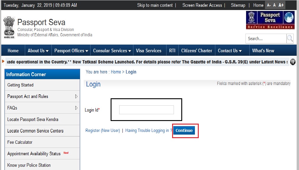 passport seva apply online