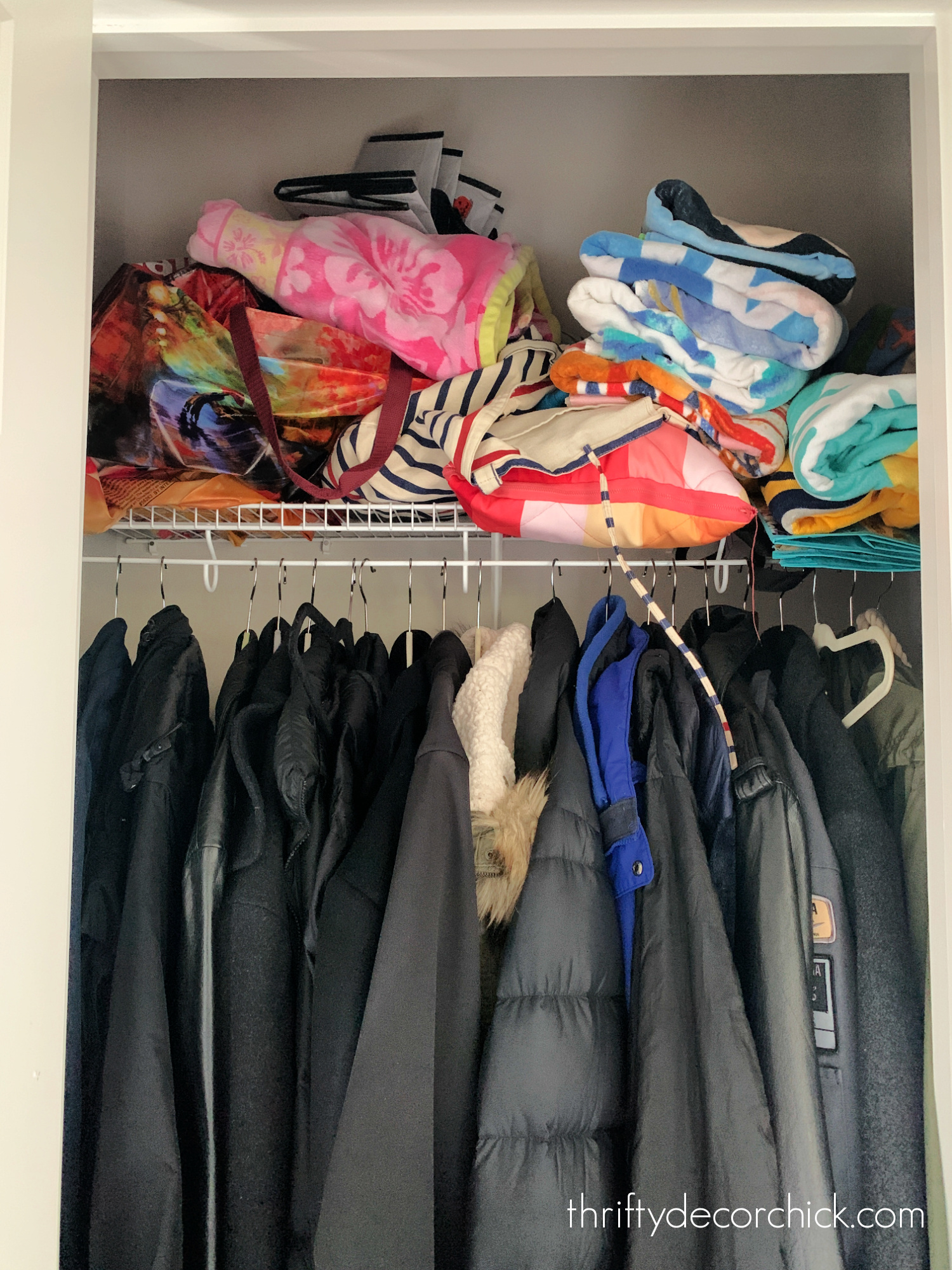 Easy Fixes for a Messy Coat Closet, Thrifty Decor Chick