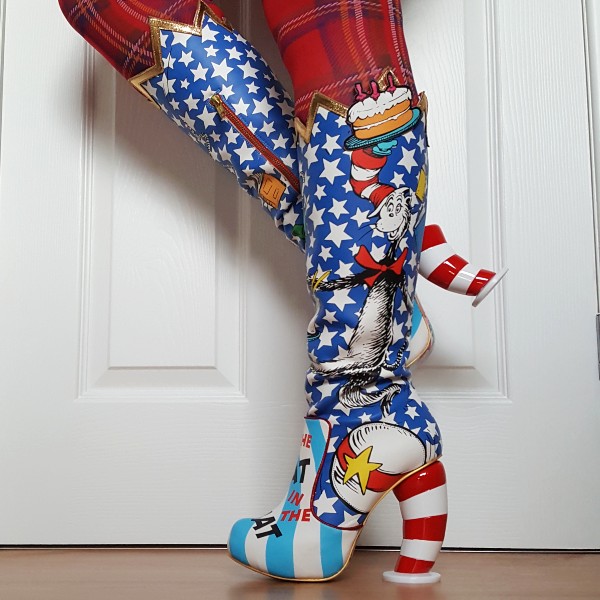 knee high cat in the hat illustrated boots