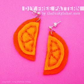 free felt orange slice earrings printable pattern by the funky felter