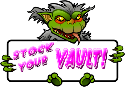 The B-Movie News Vault's STOCK YOUR VAULT Logo.