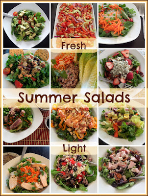 Fresh and Light Summer Salads:  A round-up of 12 fresh and light salads to keep you cool (and full) this summer.