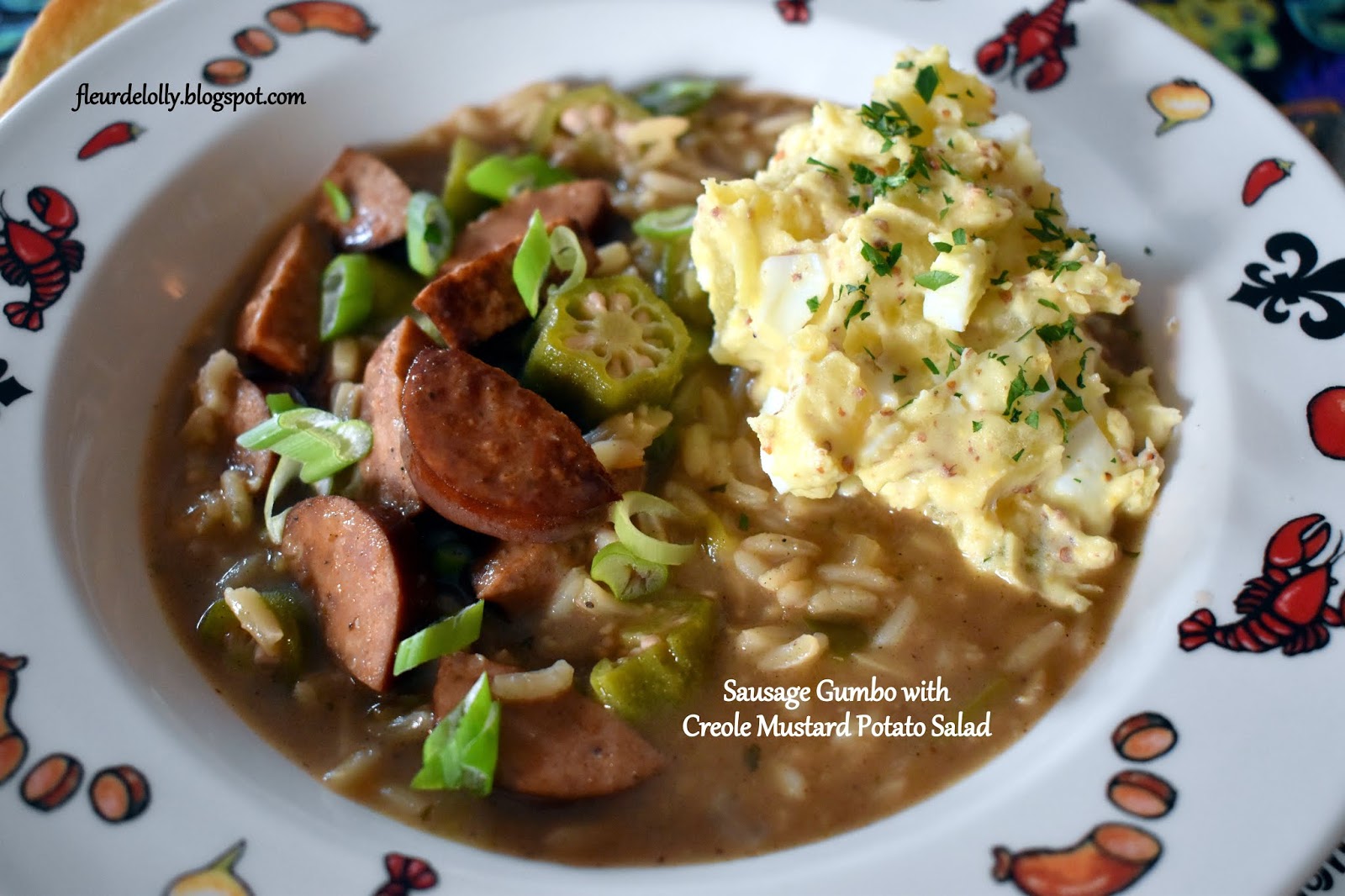 Fleur de Lolly Zatarain's Sausage Gumbo with Creole Mustard Potato Salad