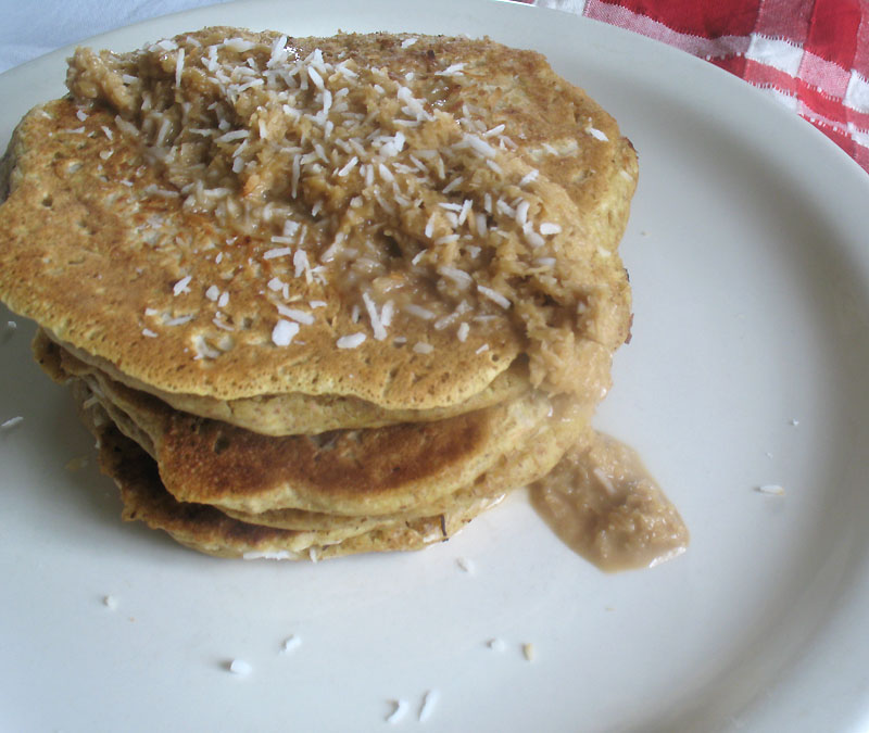 Toasted Coconut Pancakes with Toasted Coconut Sauce Lisa's Kitchen