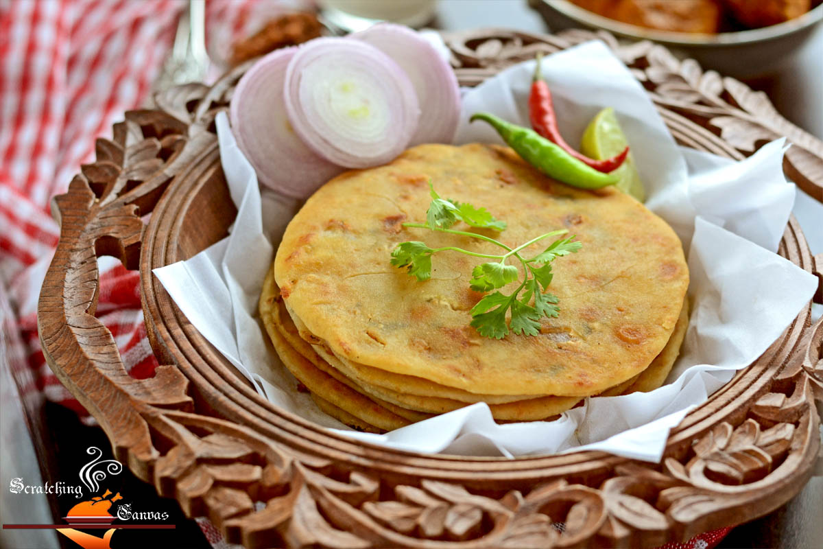 Onion Paneer Kulcha Stuffed Flat Bread (Yeast Free) Scratching Canvas