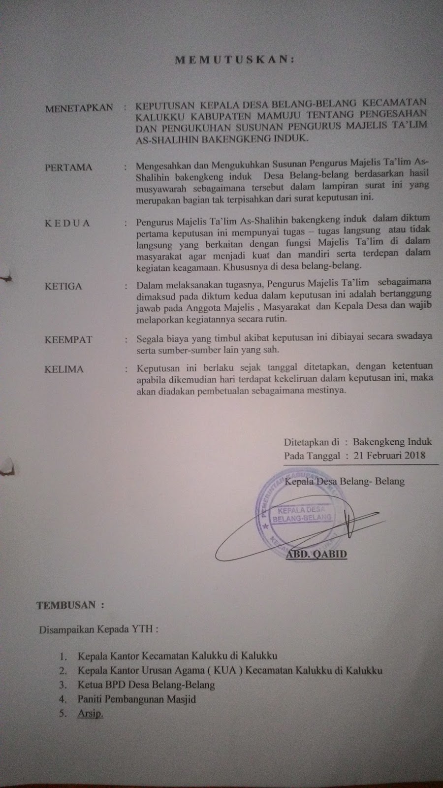 Contoh Sk Susunan Pengurus Majelis Taklim Dunia Sosial