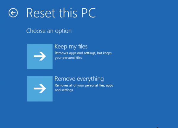 Ripristina Windows 10 senza utilizzare l'app Impostazioni