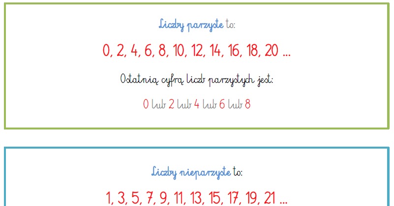 Liczby Parzyste I Nieparzyste Klasa 1 BLOG EDUKACYJNY DLA DZIECI: LICZBY PARZYSTE I NIEPARZYSTE