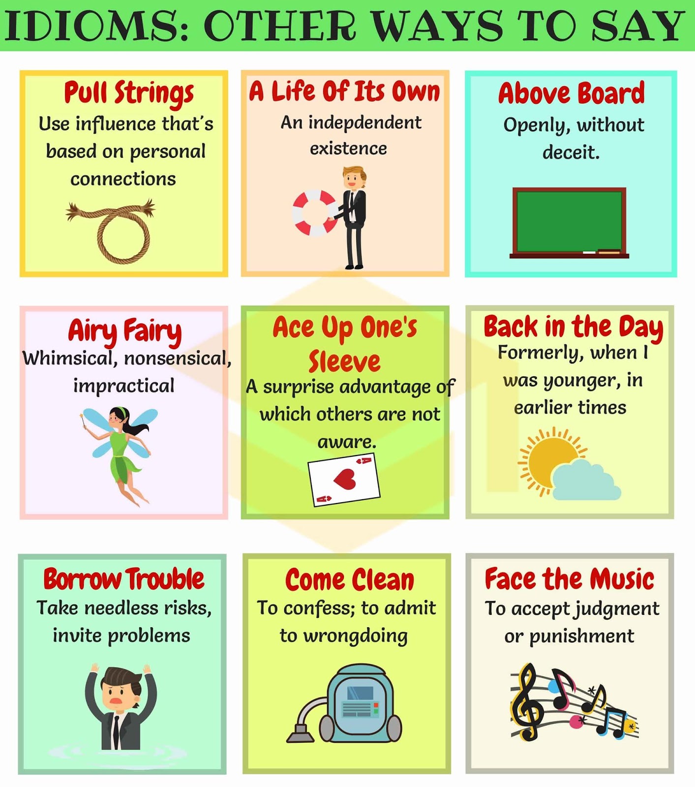 List of 50+ Common English Idioms Other Ways to Say
