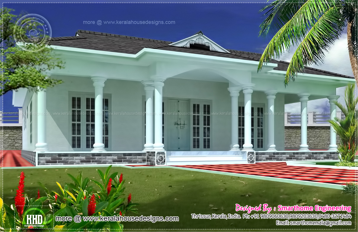 1600 sq ft Single  story  3 bed room villa Home  Kerala  Plans 