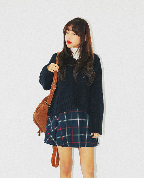 [Stylenanda] Red Check Mini Flare Skirt | KSTYLICK - Latest Korean ...