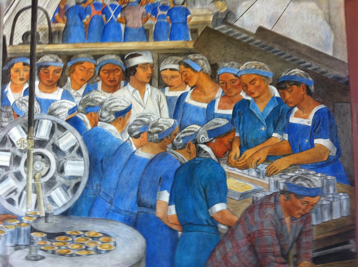 weathered silo: Stackpole's mural at Coit Tower