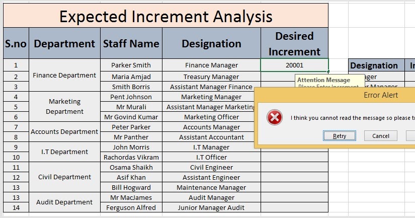 How to Create Error Message and Attention Message Alert in Excel By ...