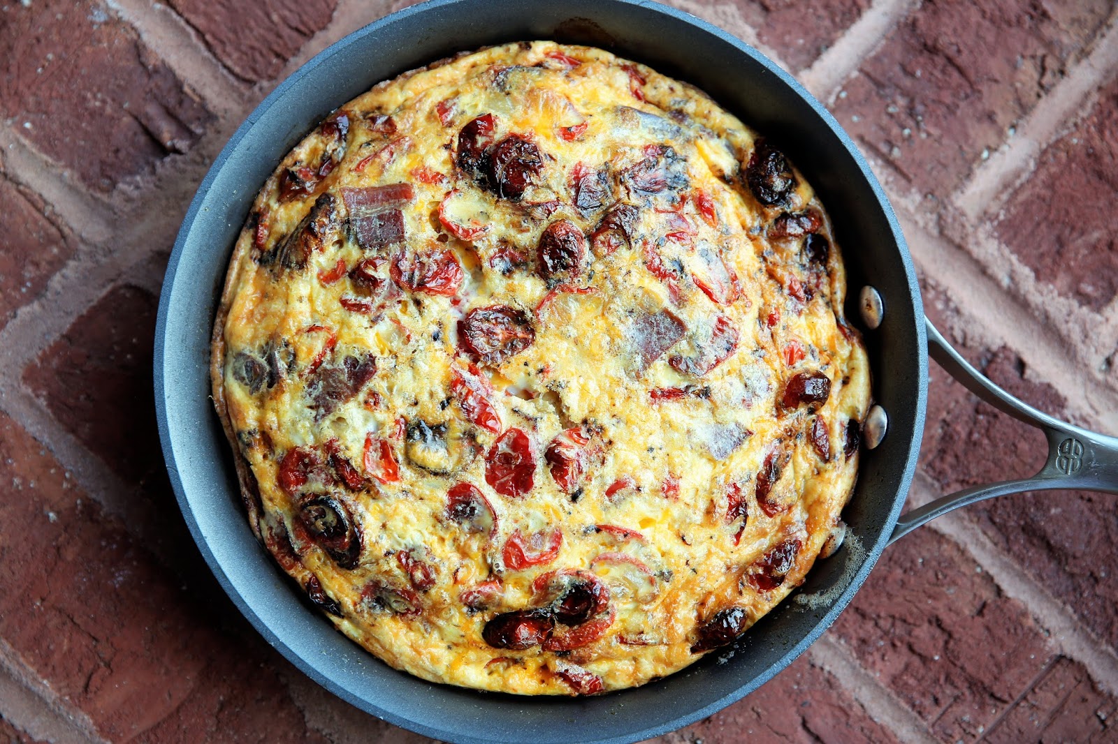 Gourmet Girl Cooks Roasted Tomato, Vidalia & Bacon Frittata Low Carb