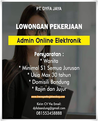 Lowongan Kerja Admin Online Elektronik PT. Dyfa Jaya