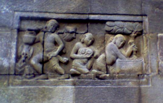 The story of Dharmabuddhi and Dustabuddhi in Mendut Temple