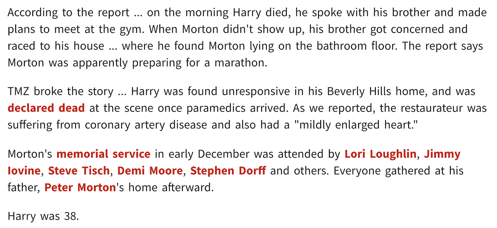 38yearold Harry Morton's cause of death released 95days later