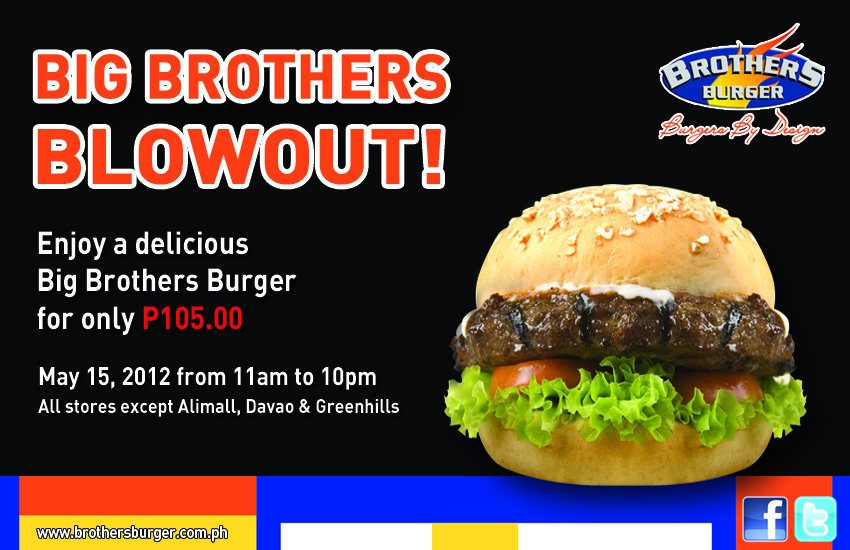 Brothers Burger One Day Blowout Philippine Promos, Deals, Discounts