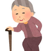 腰の曲がったお婆さんのイラスト（笑顔）