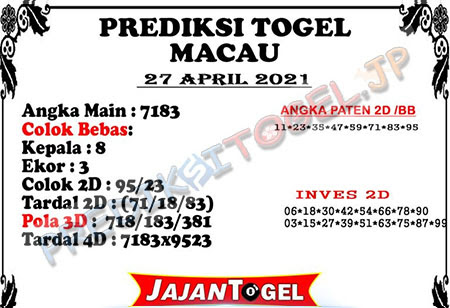 Prediksi Toto Macau Selasa 27 April 2021 Prediksitogel Jp Terampuh Jitu