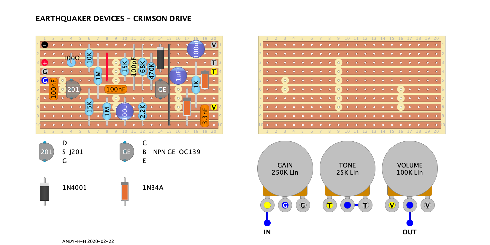 Guitar Effects - Vero - Point to Point - Tag Board Layouts: EARTHQUAKER