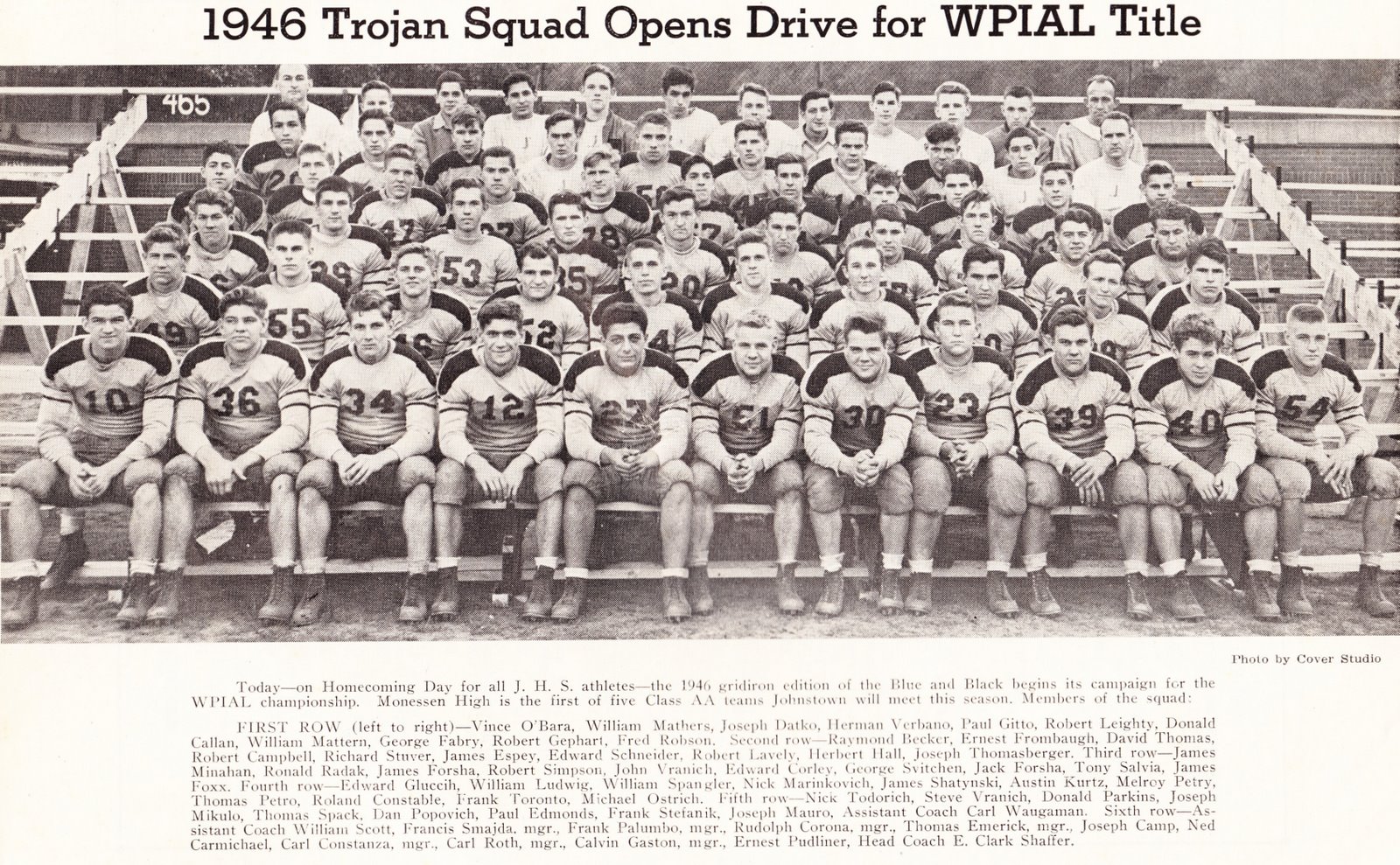 Vintage Johnstown 1946 Johnstown High Football Team WPIAL Drive