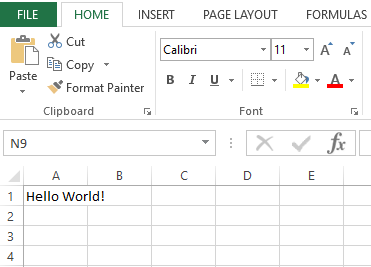Write Hello World! In an Excel sheet