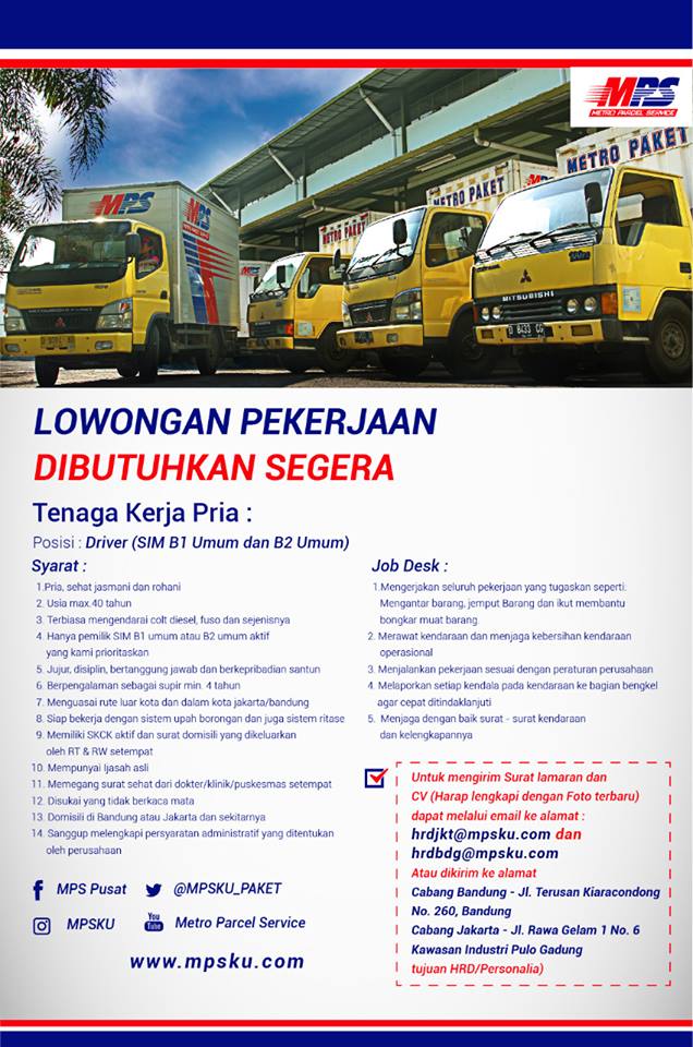 Lowongan Kerja Metro Parcel Services Lowongan Kerja Terbaru Indonesia 2021