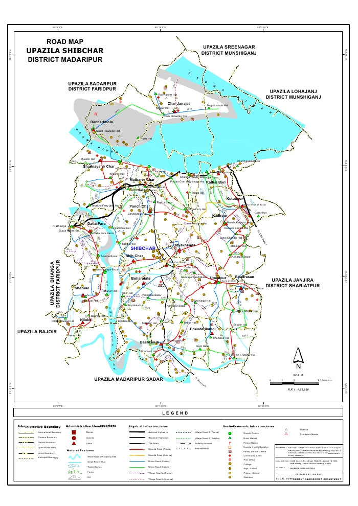Shibchar Upazila Road Map Madaripur District Bangladesh
