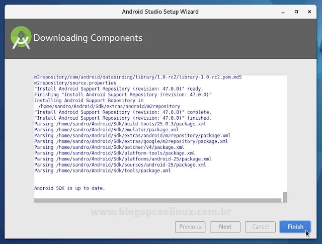 Download dos componentes do Android Studio completo