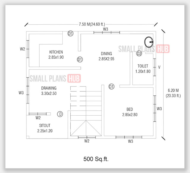 Three Low Budget 1000 Sqft Three Bedroom House Plans For 120 Sqyard