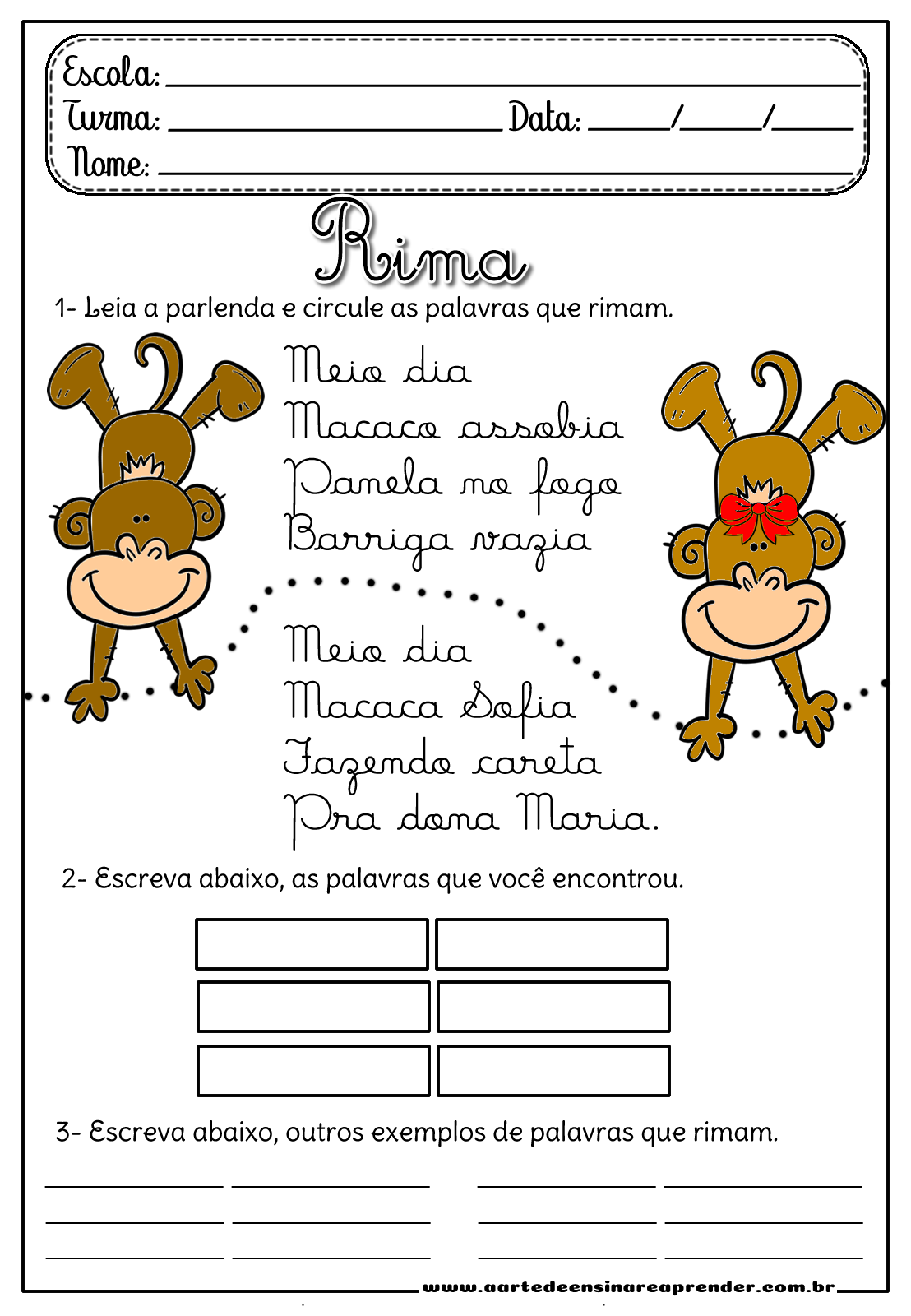 Atividade Pronta - Rima - A Arte de Ensinar e Aprender / Fundamental
