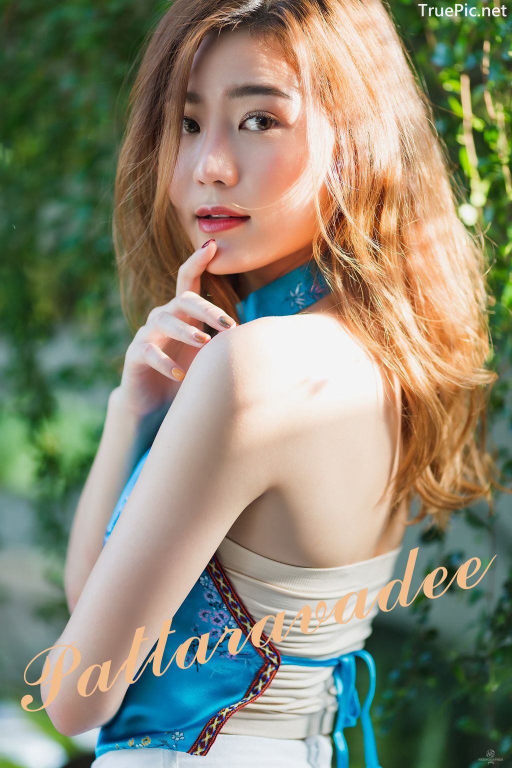 Image-Thailand-Beautiful-Girl-Pattaravadee-Boonmeesup-Blue-Chinese-Traditional-Undershirt-TruePic.net- Picture-29