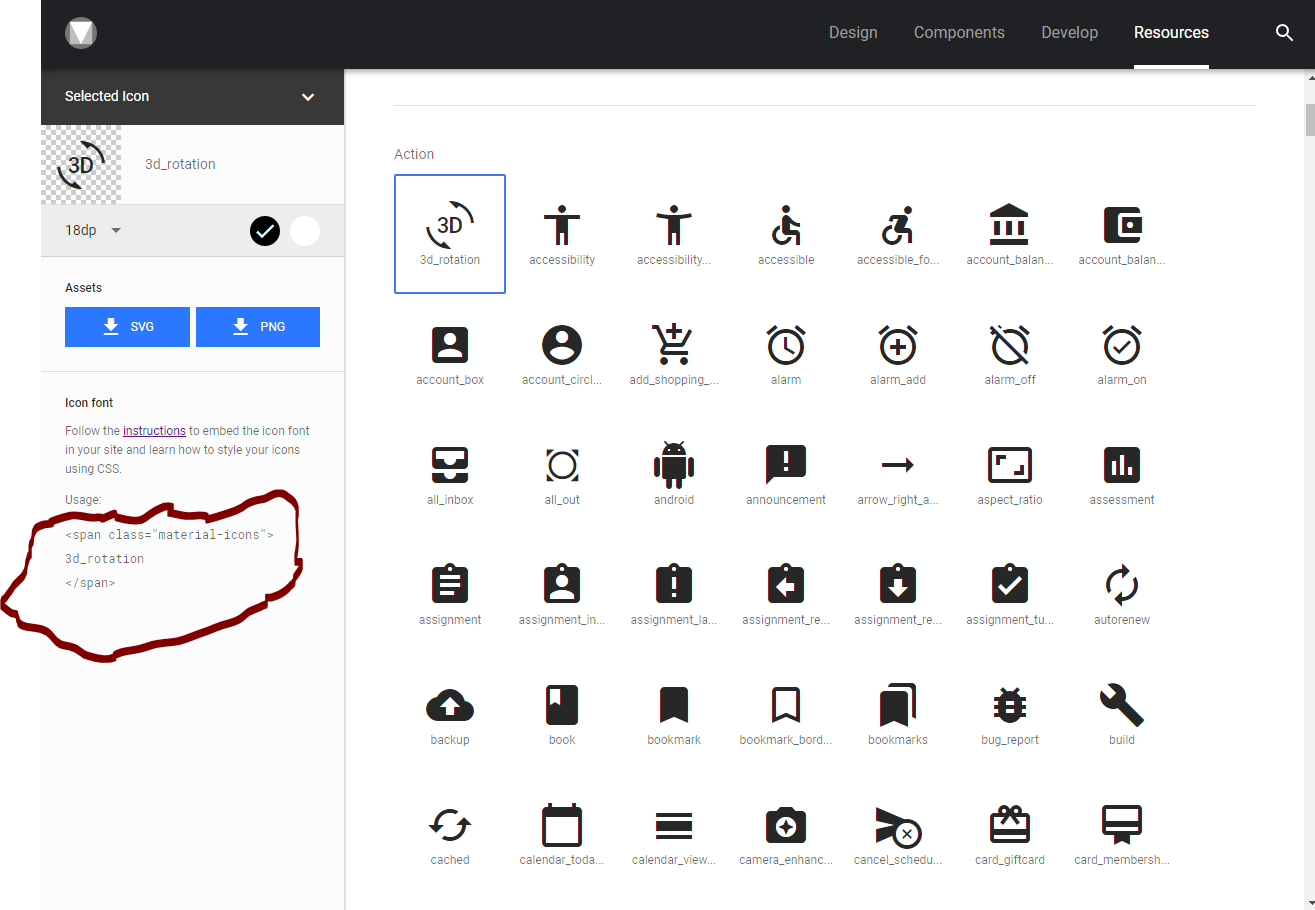 مكتبة ايقونات MATERIAL ICONS المقدمة من GOOGLE