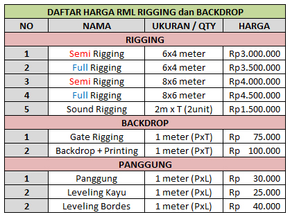 Rml Rigging Dan Backdrop Daftar Harga Belanja online, perbandingan harga, review, info peringkat handphone hp untuk mendapatkan transaksi terbaik dengan banyak. rml rigging dan backdrop daftar harga