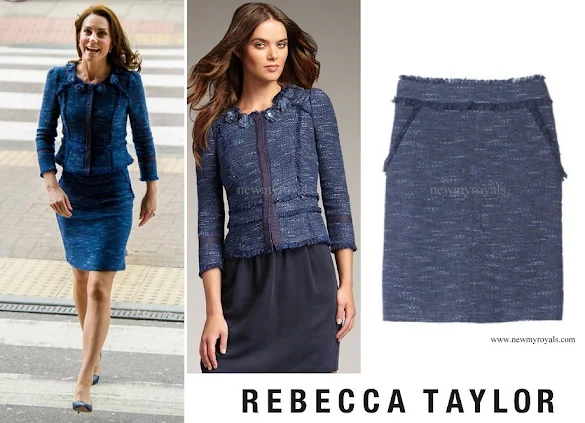 Kate Middleton wore Rebecca Taylor Blue Sparkle Tweed Suit