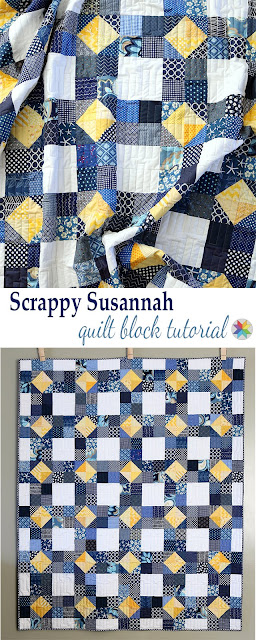 Scrappy Susannah quilt block tutorial from Andy at A Bright Corner