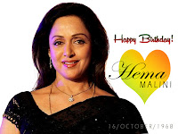 hema malini birthday, fascinating smile in black saree with beautiful pendant