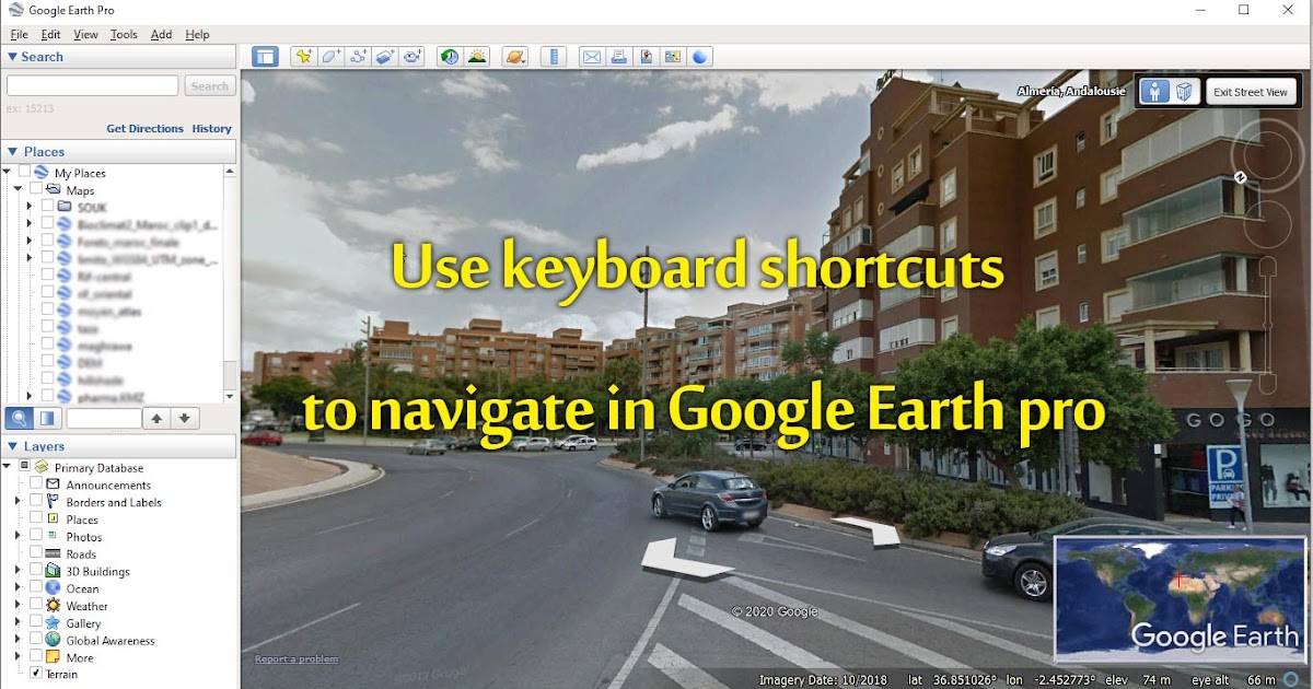 How to use Google earth pro hotkey keyboard shortcuts to navigate GIS
