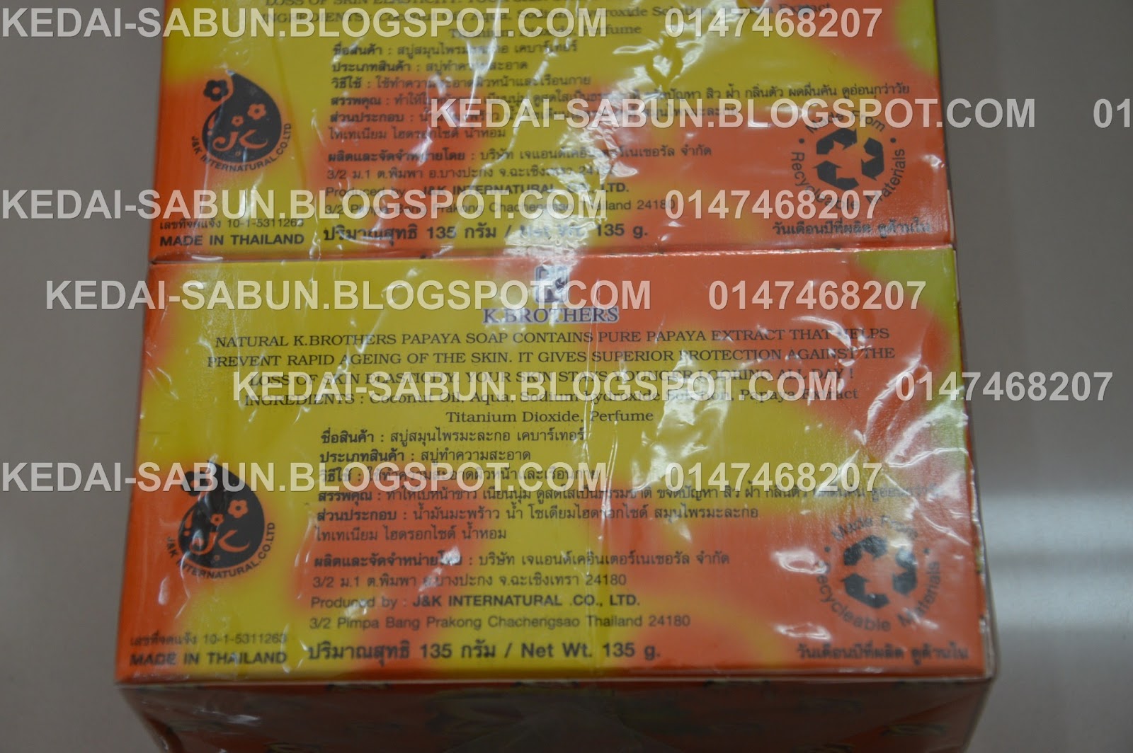 0164360516 PRODUK KECANTIKAN THAILAND KBROTHERS PAPAYA SOAP