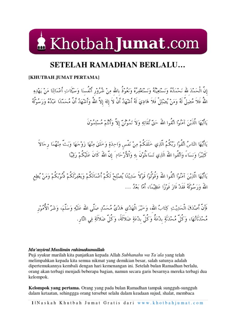 khutbah jumat ramadhan wood scribd indo