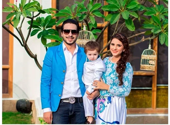 Fatima Effendi with her husband and son