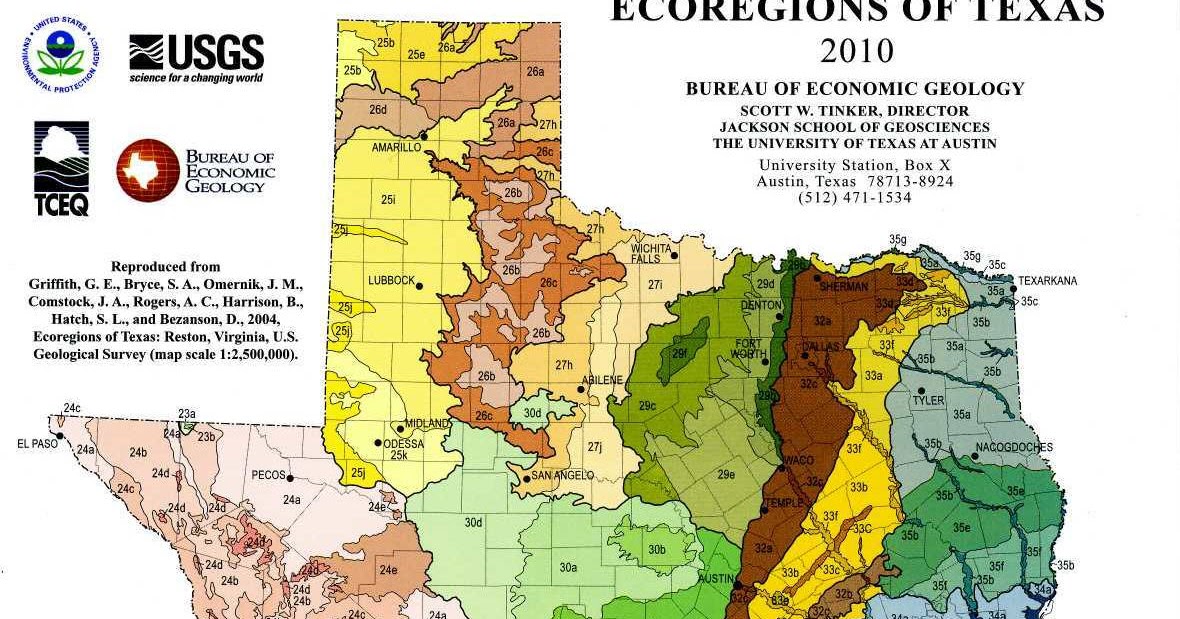 Texas Ecoregions Map - Ecoregionsoftexas 