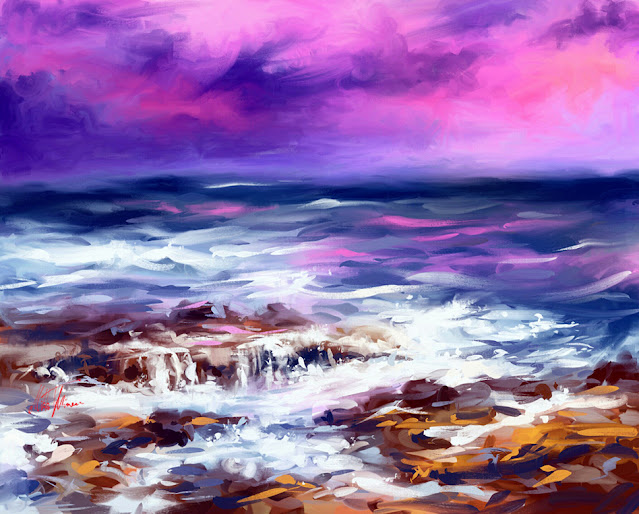 After storm digital colorful seascape painting by Mikko Tyllinen