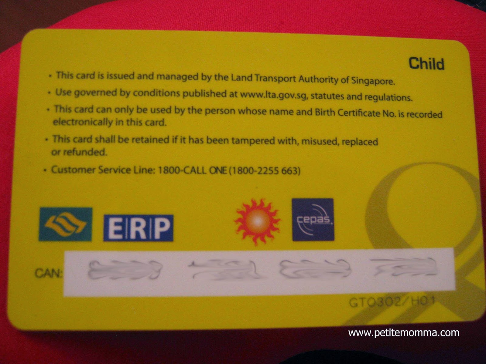 Singapore TransitLink Child Concession Card